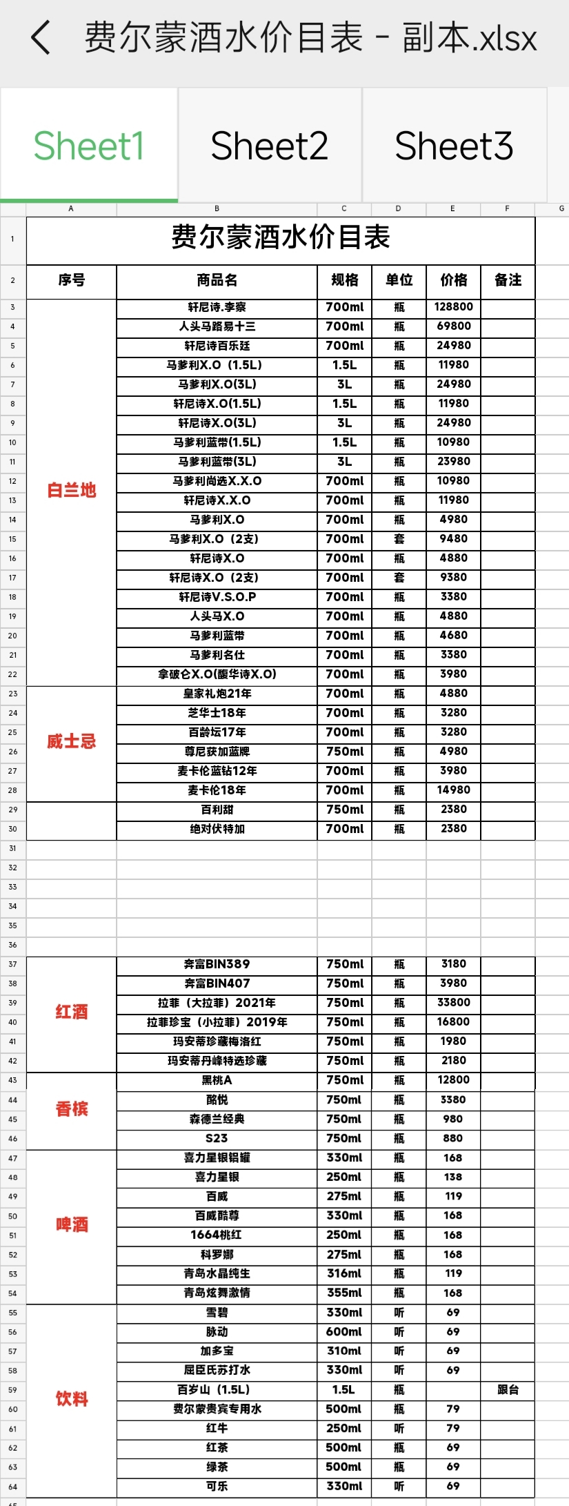 费尔蒙KTV酒水单.jpg 费尔蒙KTV酒水单.jpg